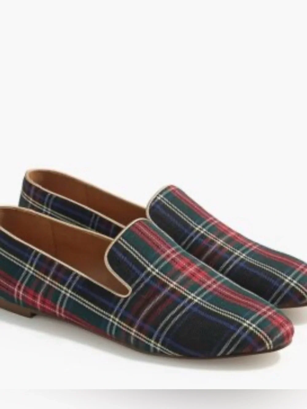 J.Crew Casual Slip-On Stewart Plaid Smoking Slippers Loafers Flats Size 10
